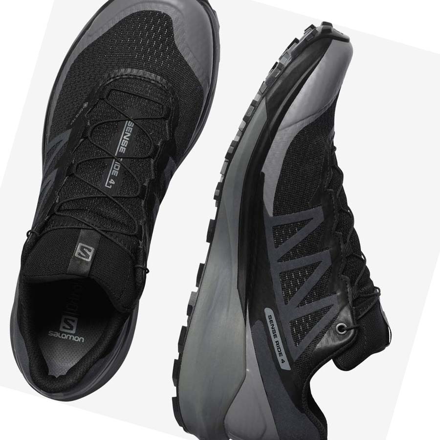 Salomon SENSE RIDE 4 GORE-TEX INVISIBLE FIT Erkek Patika Koşu Ayakkabısı Siyah Siyah | TR 3519GSO